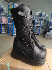 Brand Design Ladies High Platform Boots Big Size Rivet Goth High Heels Boots Women Cosplay Wedges Punk Shoes Woman Gothic Shoes