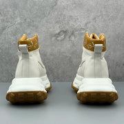 Trendy Men's High-Top  Boots Leather Surface Spor Casual Thi Bot Workwear oes round Toe Flat Heel Pure Color