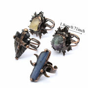 Gothic Natural Crystal Rings Boho Hypoallergenic Adjustable Rings Unique Design Alloy Raw Stone Rings Alternative Fashion