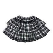 Gothic Women Y2K 2000s Skirt White Black Plaid Short Skirts Rivet Punk Style Double Layer High Waist Ball Gown Mini Skirt Female