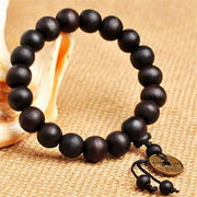 New Buddhist Religion Buddha Bracelet Prayer Beads Wood Bead Bangle Copper Coin