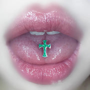 Multi-color Gothic cross tongue ring titanium steel piercing tongue jewelry cool punk style body piercing jewelry