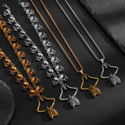 Gothic Punk Skeleton Pendant Necklace for Women Men Creative Horror Skull Clavicle Chain Choker Halloween Festival Jewelry Gift