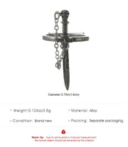 Gothic Dark Crossing Swords Ring Female Ins Style Creative Personality Chain Tassel Skeleton Ring Vintage Antique Silver Rings
