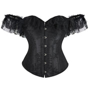 Gothic Women Off Shoulder Corset with Lace Sleeves Elegant Victorian Showgirl Party Costume Sexy Plus Size Corsets