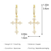 Gothic Cross Pearl Dangle Earrings for Women Elegant Tassels Sparkling Zircon Rhinestone Romantic Ear Accessorie Fashion Jewelry