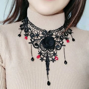 Gothic Black Lace Choker Necklace For Women Vintage Tassel Clavicle Chain Halloween Collar Choker Steampunk Party Jewelry Gift