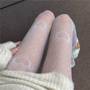 Gothic Tights Women Leggings Lolita Hollowed Out Mesh Stockings Japanese Bottomed Lace Pantyhose Floral Rattan Black Stocking