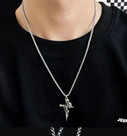 Gothic punk rose men's necklace fashionable hip-hop retro cross pendant popular jewelry decoration gift