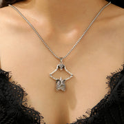 Gothic Punk Skeleton Pendant Necklace for Women Men Creative Horror Skull Clavicle Chain Choker Halloween Festival Jewelry Gift