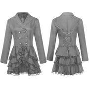 Medieval Gothic Women's Double-Breasted Black Coat