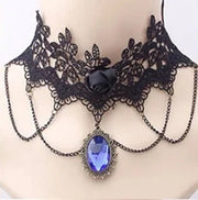Gothic Black Lace Choker Necklace For Women Vintage Tassel Clavicle Chain Halloween Collar Choker Steampunk Party Jewelry Gift