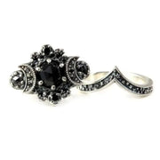 Gothic Cosmic Moon Goddess Engagement Ring Vintage Pentagram Black Party Vacation Jewelry Simple Style Natural Elements Rings