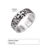 Gothic Personality Cross Rings for Men Women,Trendsetter Retro Copper Ring Jewelry,Hip-hop Punk Style Opening Adjustable Ring
