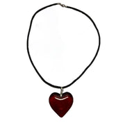 Gothic Wine Red Glass Crystal Big Heart Necklace Y2K Grunge Punk Puffy Heart Cord Rope Chain Pendant Necklace Women Girls Gift