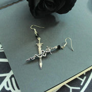 Gothic Sword Earrings Goth Earrings Gift for Women Asymmetrical Sword Dangle Earrings Christmas Halloween Party Ornament