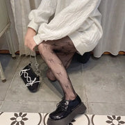Woman Girls Gothic Cartoon Fishnet Stockings Snake Kuromies Skull Socks Mesh Tights Panties Lolita Plus Size Pantyhose Leggings