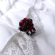 Gothic Red Rose Adjustable Hollow Rings for Women Witch Pagan Vintage Creative Halloween Cool Girl Gift Jewelry