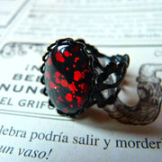 Gothic Red Rose Adjustable Hollow Rings for Women Witch Pagan Vintage Creative Halloween Cool Girl Gift Jewelry
