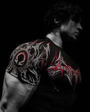 Gothic Metal Print Compression T-shirt Men Women Punk Streetwear Short Sleeve Fitness Top Slim Fit Gym Tee Y2k Aesthetic Unisex