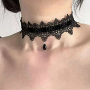 Gothic Collar Necklace Elegant Black Lace Bowkot Choker Necklace Y2K Choker Short Chain Necklace Fashion Jewelry
