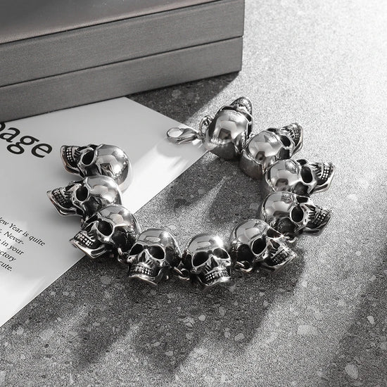Retro Gothic Domineering Skull Bracelet Suitable for Men's Creative Personality Punk Rock Jewelry Accessories