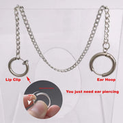 1Lot Goth Fake Lip Piercing Chain Ear Piercing Anime Cosplay Prop Jewelry Stainless Steel Ear Hoop Clip No Pierced Punk Harajuku