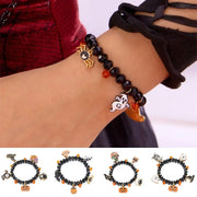 Gothic Pumpkin Pendant Bracelets Zinc Alloy Crystal Halloween Hand Chain Resin Elastic Crystal Beaded Bracelet Accessories