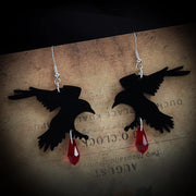 Gothic Black Romantic Crow Dangle Drop Earrings for Women Dark Halloween Jewelry Girls Cool Fashion Accessories