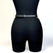 Women's Gothic Punk Belt PU Leather Multi Chain & O Rings Harness Style Corset Belt Gothic Halloween Costume Accessory Festival