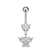 Elegant Dangled Belly Piercing Jewelry Fashion Dragonfly Owl Butterfly Shaped Curved Navel Rings Stainless Keys CZs Belly Ring