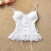 Elastic Gothic Lace Tutu Skirt Women Black Mesh Detail Petticoat Sexy Mini Tulle Skirts Party Club Wear Dancer