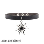 Choker Collar Necklace Woman Black Punk Sexy PU Leather Heart Lock Key Spike Chocker Gothic Cosplay Accessories Party Jewelry