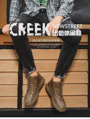 Men's boots autumn and winter new warm plush outdoor casual boots work boots fashion versatile soft soled comfort leather boots