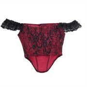 New Autumn Gothic Style Composite Lace Corset Top - Women's Spliced Design Blouse for Office, Dating & Street Wear