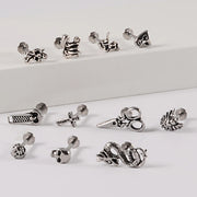 1PC Punk Gothic Labret Surgical Steel Ear Lip Studs Tragus Helix Cartilage Lobe Earrings Women Man Body Piercing Jewelry
