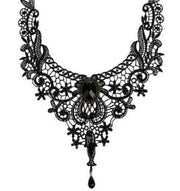 Gothic Crystal Tasse Lace Choker Necklaces Victorian Black Lace Necklace for Women Girl  Punk Dark Jewelry Collares Para Mujer