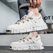 Women's Gothic Woman Sneakers  Ankle Boots Punk Style Black Shoes Rock Metal Decor Lace-up Heel Height Platform Shoes
