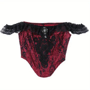 New Autumn Gothic Style Composite Lace Corset Top - Women's Spliced Design Blouse for Office, Dating & Street Wear
