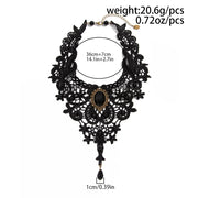 Fashion New Vintage Gem Black Lace Bead Necklace Gothic Steampunk Style Stonego Gothic Collar Necklace Pendant