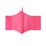 Gothic Women Corset Belt Fashion PU Leather Female Lace-up Corset Belts Slimming Waist Retro Wide Belt for Girl Black Corset Top