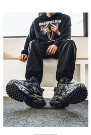 Gothic Style Trend Men Chunky Sneakers Street Fashion Men's Sports Shoes Comfortable Low Cut Casual Sneakers Male Heighten Shoes