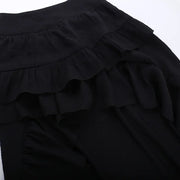 Goth Dark Kawaii Black Tiered Skirts 90S Retro Irregular Hem Party Bottoms Mall Gothic Women Fashion Dragging Skirt Alt Clothing