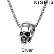 Gothic Skull Necklace for Men Women Stainless Steel Pendant Chain Halloween Jewelry Gift Gold Silver Black Plated