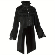 Gothic Women's Mid-Length Coat - Autumn/Winter Stylish Slim Trench Coat Dark-Style Stand-Collar Court Tailcoat