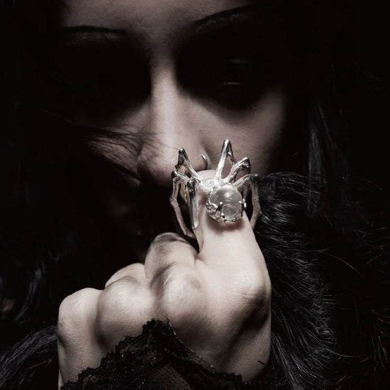 Gothic Irregular Spider Webs Animal Rings Punk Crystal Ball Zircon Ring Hip Hop Cool Open Rings for Women Halloween Jewelry