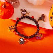 Gothic Pumpkin Pendant Bracelets Zinc Alloy Crystal Halloween Hand Chain Resin Elastic Crystal Beaded Bracelet Accessories