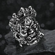 Gothic Teeth Vampire Ring For Men Women Retro Creative Hiphop Half Face Skull Mask Rings Punk Party Jewelry