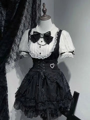 Gothic Vintage Hot Girl Patchwork Dress Women Lolita Y2k Design Prom Dress Female Lace Chic Korean Popular Clothes Halloween