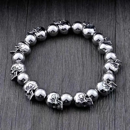 Gothic Vintage Full Skull Bracelet Adjustable Size Men\'s Motorcycle Riding Bracelet Hip Hop Punk Rock Halloween Jewelry Gift